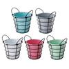 Bucket with Iron Frame Hanging Planter Basket Balcony Flower Pot