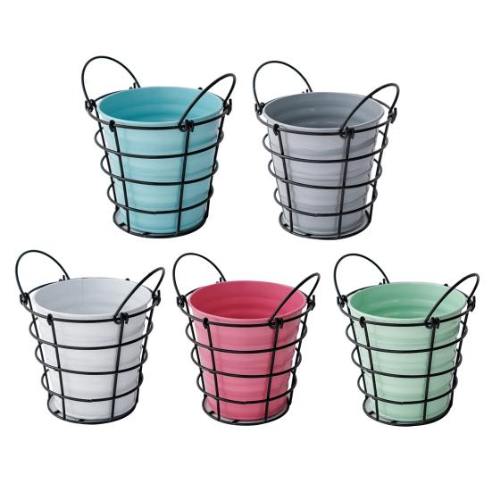 Корзина для хранения с железным каркасом, подвесная корзина-кашпо, балконный подвес для цветочного горшка, украшение для дома