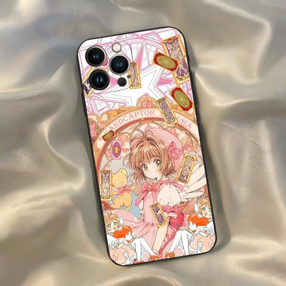 Чехол для телефона Card Captor Sakura из аниме для iPhone 16 15 14 13 12 11 Pro Max Xr X Xs Mini 8 Plus SE 2022 Черный Мягкий Силиконовый Чехол