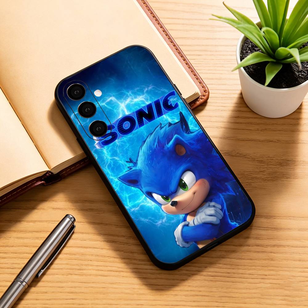 S-Sonic & K-Knuckles Phone Case For Samsung Galaxy A73,A72,A71,A70,A53,A52,A51,Others Soft Black Cover