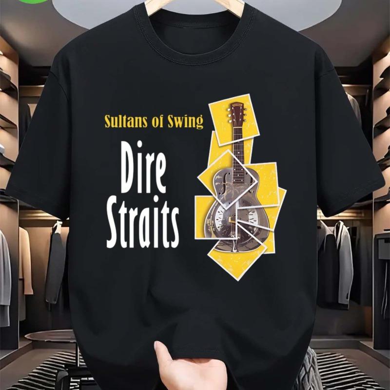 Унисекс футболка Dire Straits Nv Sultans Of Swing с графическим принтом Винтажная футболка группы с дизайном гитары на спине
