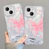 Suitable for Apple 15 Mobile Phone Case Summer Iphone14 Pink Butterfly Stand 13pm Feather Yarn Laser 12 High-end Women