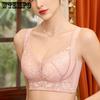 Full Package Thin Bra Women's Adjustable Bra Deep V Gathered Lace Bra Push Up Bra