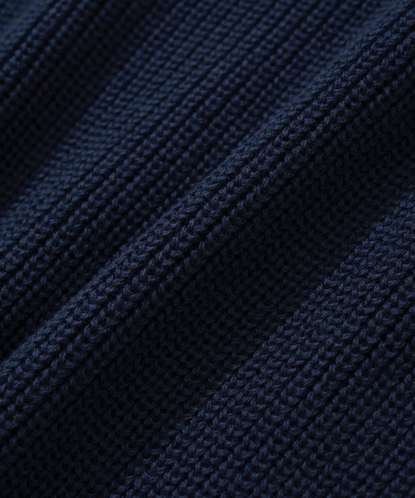 KNITTED Cotton Henley Neck Waffle Knit Navy