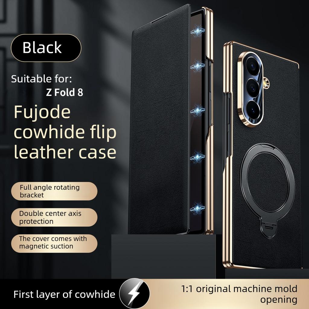 Оригинальный кожаный магнитный чехол для телефона Samsung Galaxy Z Fold 8 ZFold 7 6 5 W26 W24 Smart Window Защитный кронштейн для шарнира Защитная оболочка