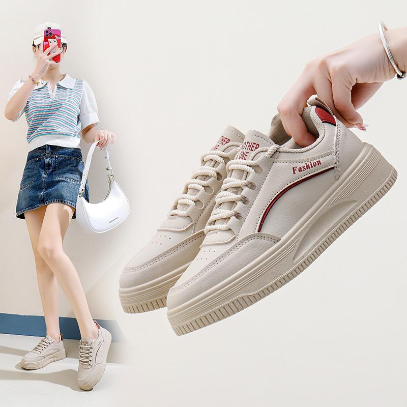 Women's Chunky Platform Sneakers Slip-On Walking Shoes Lightweight Breathable PU Leather Lace-Up Running Sneakers for Women Comfortable Tennis Shoes