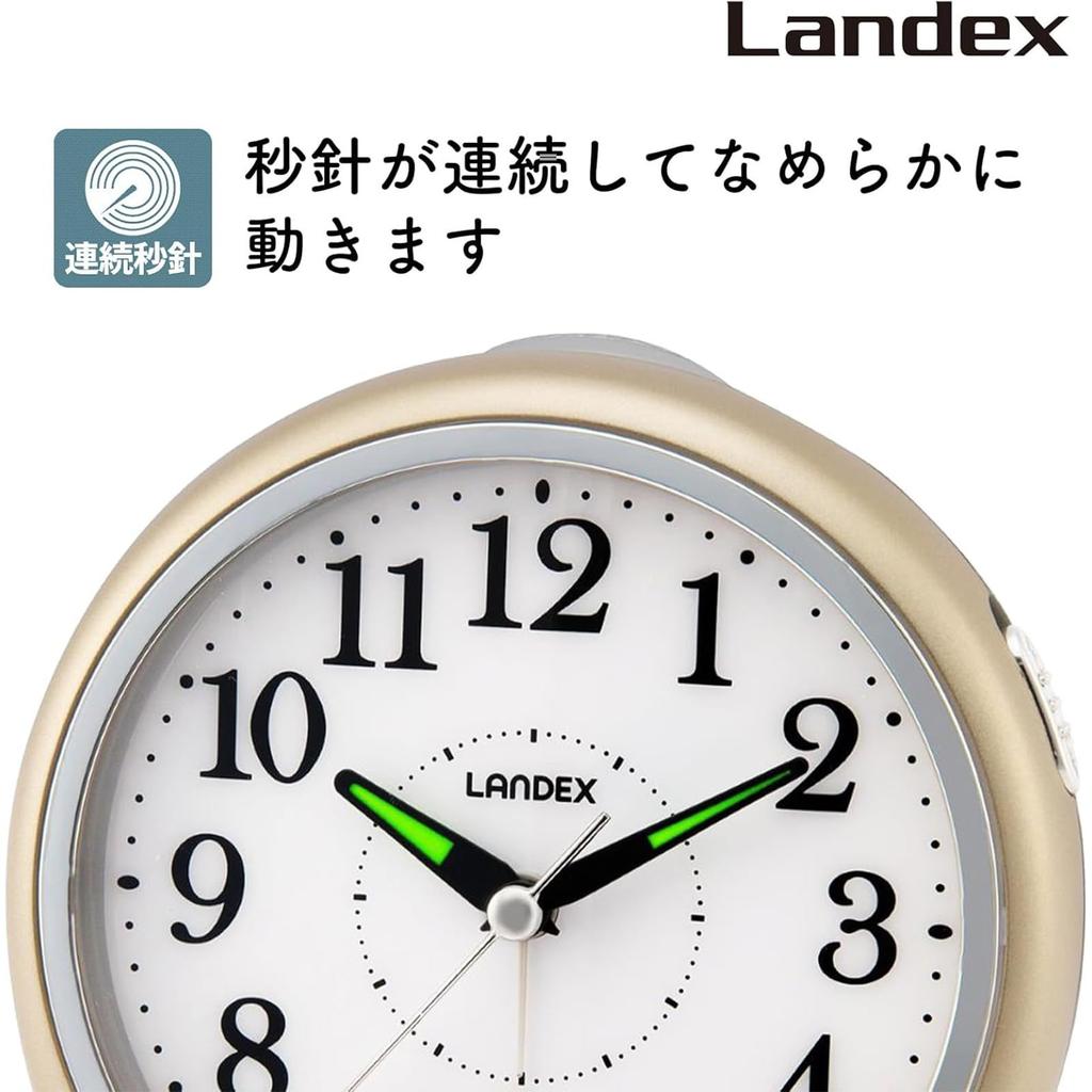 Настольные часы Landex с будильником, аналоговые, всегда включенные, датчик освещенности, непрерывная секундная стрелка, электронный звуковой будильник Hoho Sangyo Gold Silent Gold YT5316