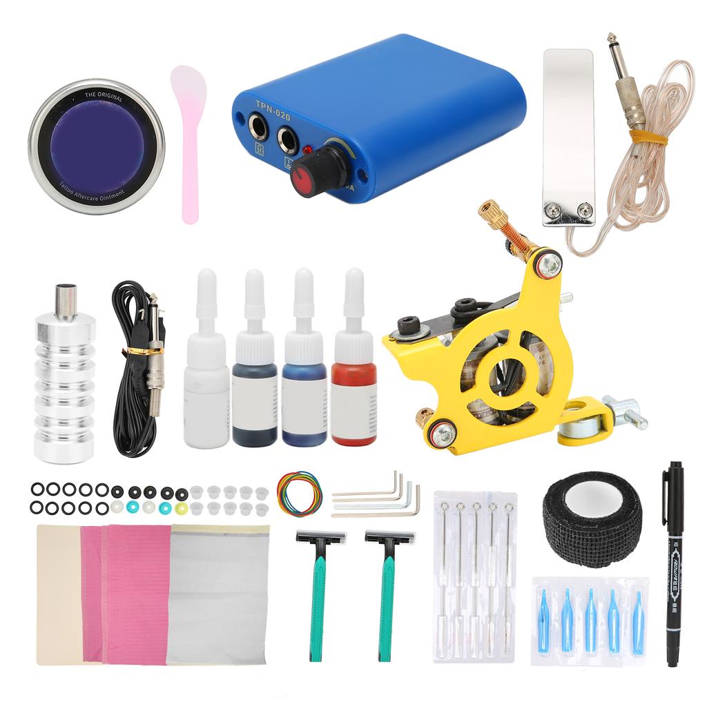 Coil Tattoo Machine Kit Power Power Supply Foot Pedal Practice Skin Beginner Tattoo Tool Set
