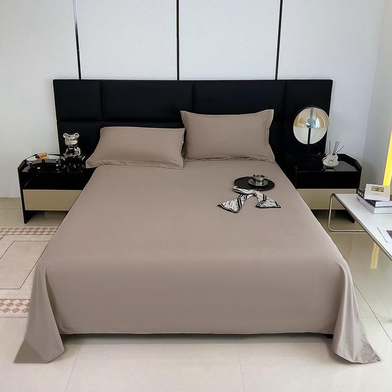 Цельная однотонная хлопковая простыня и наволочка - в стиле общежития, приятная для кожи, с двойным начесом, подходит для односпального одеяла