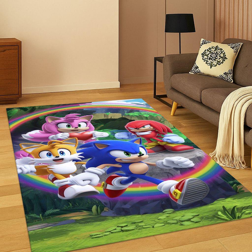 3D ковер-игровой коврик с мультяшным персонажем S-Sonic для спальни, гостиной, дивана, придверный коврик, декор для дома, коврик для детской игровой зоны, нескользящий, Рождественский подарок