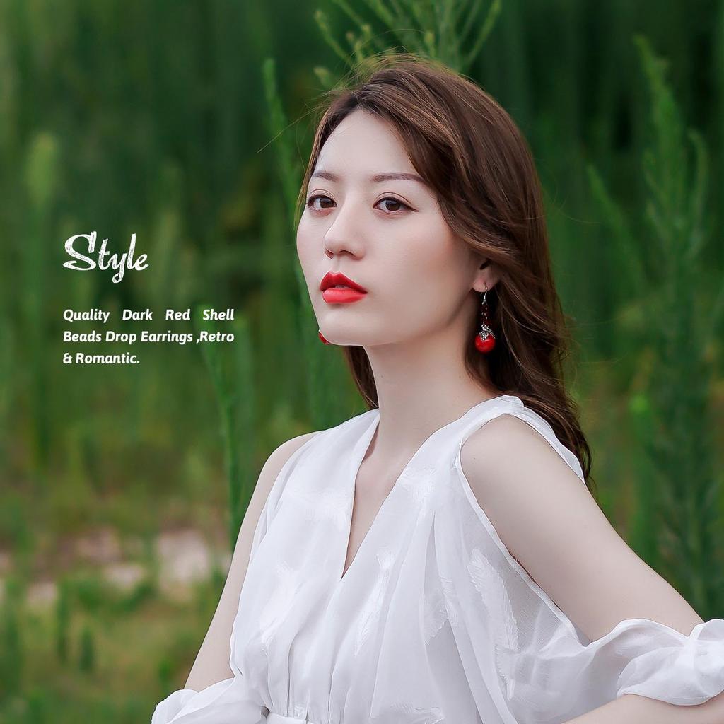 Висячие серьги с красной ракушкой и жемчугом, стерлинговое серебро 925 пробы, листья, модная элегантность для женщин, модные ювелирные изделия, подарок