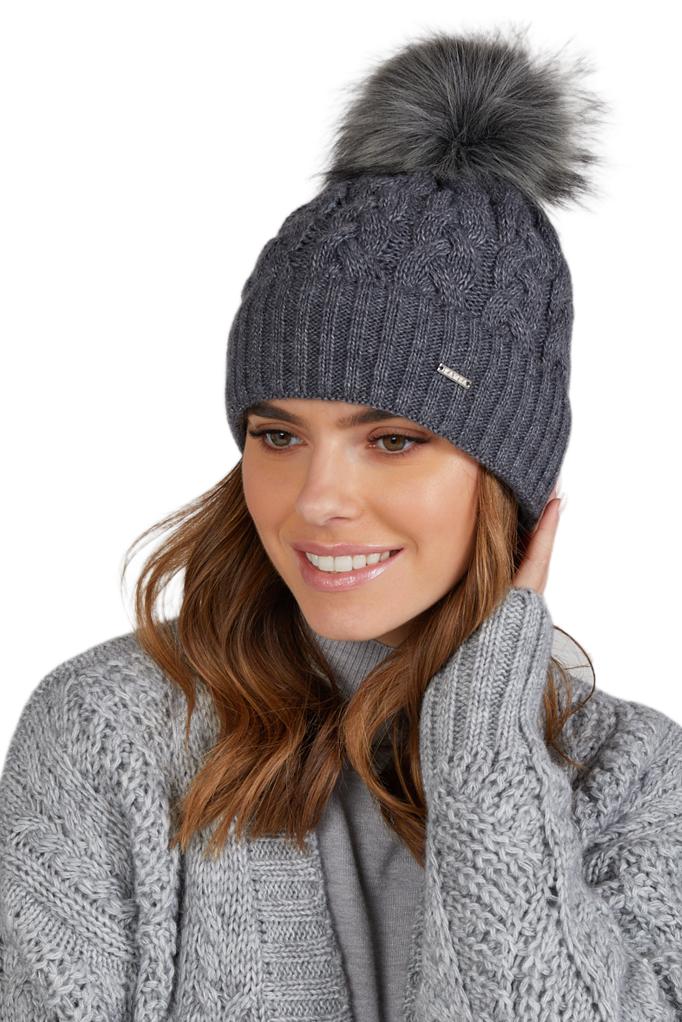 Capri Women' Winter Hat with Pompom, Graphite Color