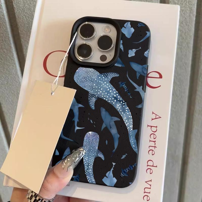 Синий Акварельный Акула Океанский Узор Чехол Для Телефона Для iPhone 17 16 Pro Max 15 14 13 12 11 XS X XR Plus Противоударный Защитный Чехол
