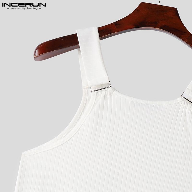 INCERUN Мужские трикотажные майки без рукавов, повседневный жилет с ремешком