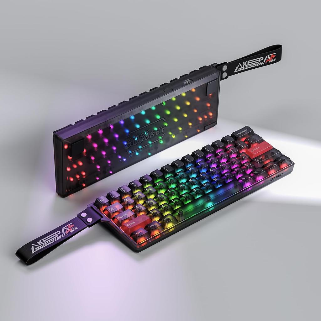 DAREU COOL60 Design Gaming Keyboard with Rapid Wired 8000Hz Polling Magnetic SOCD English Black Semi-Transparent 0.01mm Trigger, Rate, Switches,