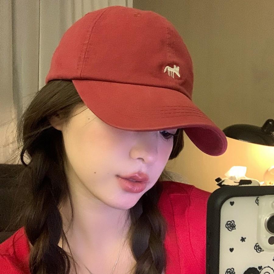 Embroidered Little Fox Baseball Hat Unisex Wide Brimmed Face Showcase Little Duck Tongue Hat Travel Sunshade Hat