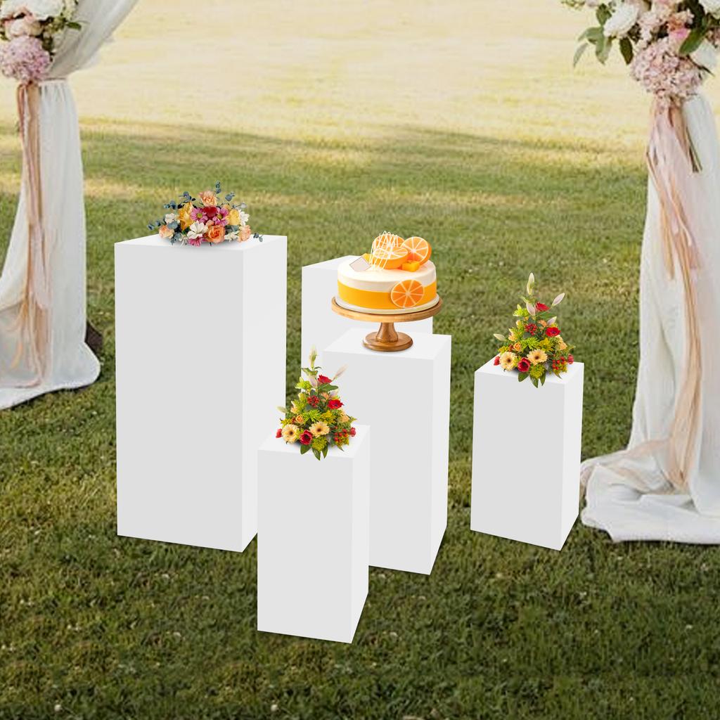 5-Tier Square Pedestal Stand Set, Multi-Functional Dessert Display Stand, Sturdy Iron Construction,Capacity 25kg Per Stand