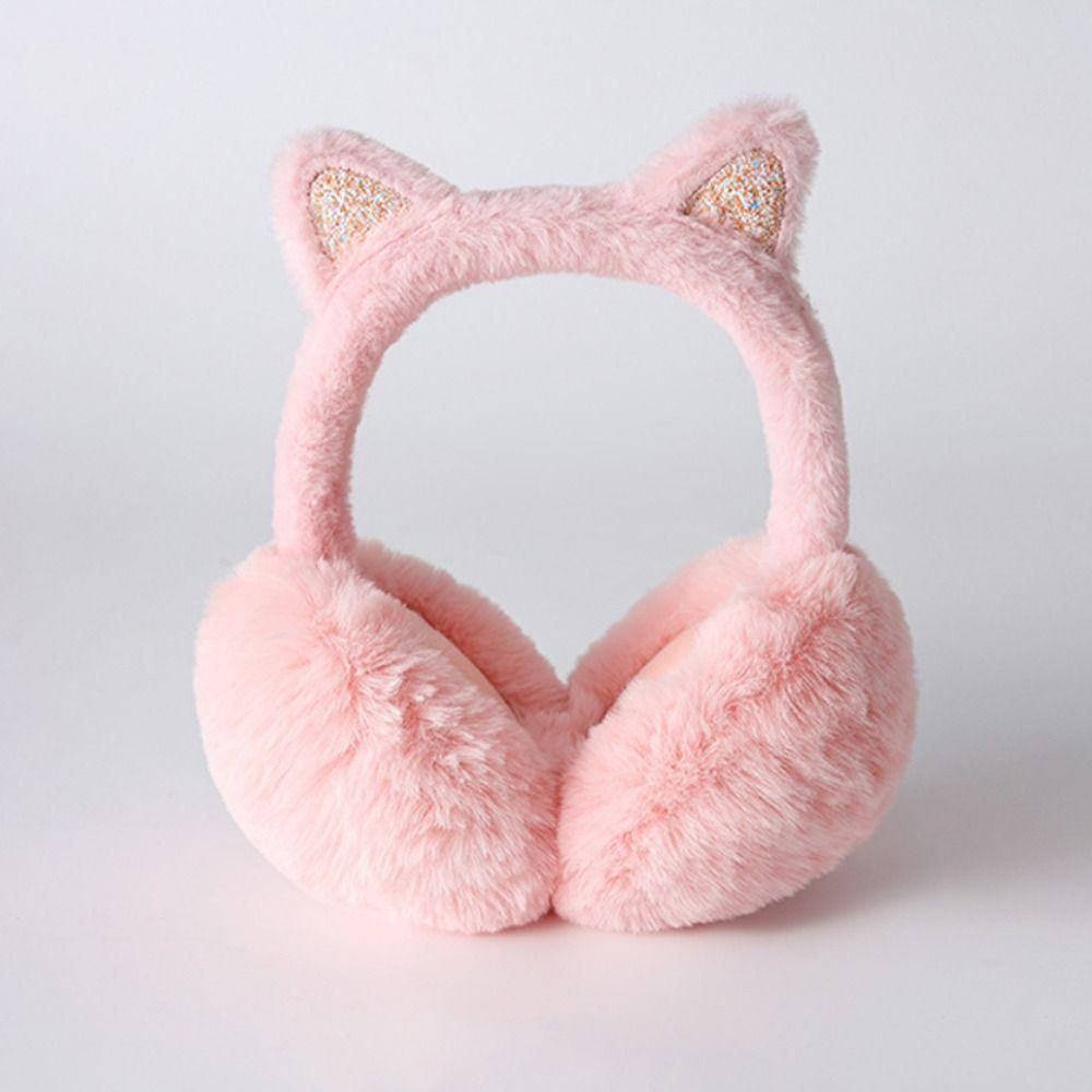 Foldable Faux Fur Ear Warmers Faux Fur Foldable Thermal Earmuffs Cat Ear Earmuffs Winter Outdoor