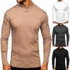 Men Long-Sleeve Thickened Warmth Solid Color Blouse Tee Shirt Top High Collar Bottomed Shirt