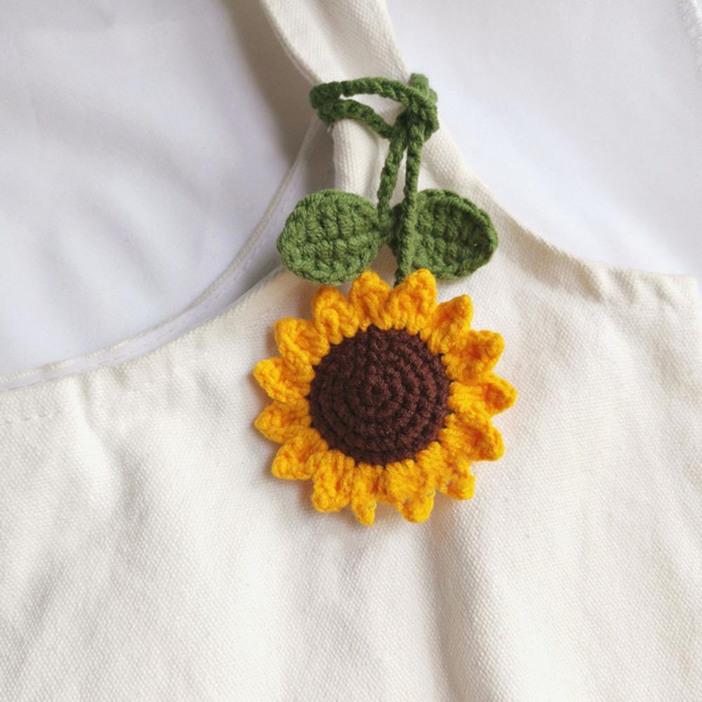 Handmade Crochet Sunflower Car Accessories Multipurpose Sunflower Car Mirror Accessories Bag