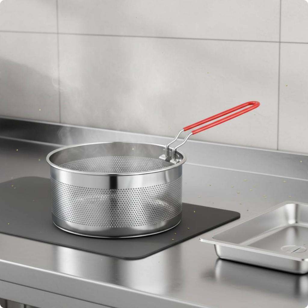 Deep Fry Strainer Multi-Functional Stainless Steel Mesh Colander for Restaurant