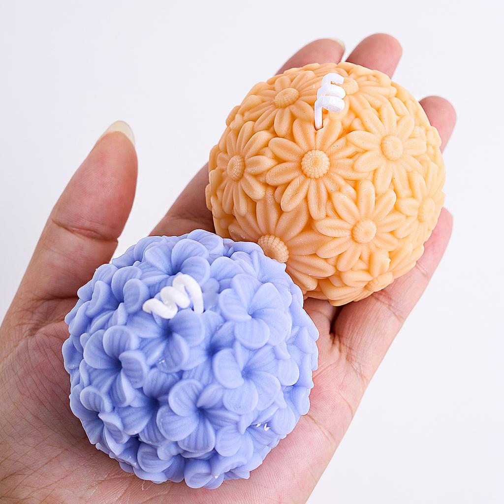 Силиконовая форма для свечи-шара с цветами DIY Рельефная Франжипани Маргаритка Сферический Набор для изготовления поделок Мыло Гипс Смола Формы для литья Дом Де