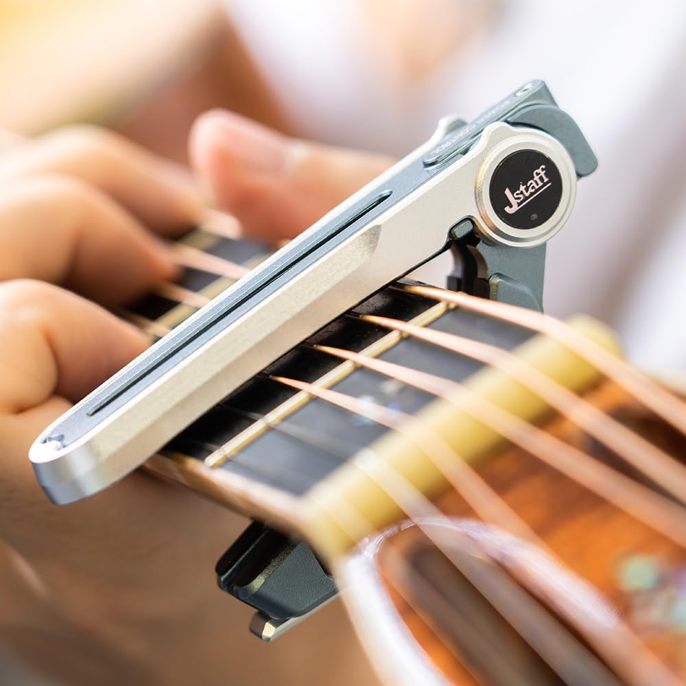 KIZAI S1 Rolling Capo Slide-Type Guitar Capo Tuner Transposition One-Touch Instant Movement Mechanical Silent Foldable Silver