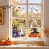 Indoor Outdoor Halloween Decor 2Pcs Watercolor Static Window Clings, Ghost Witch Pumpkin Black Cat Bat Decals, No-Glue Clings Removable Glass