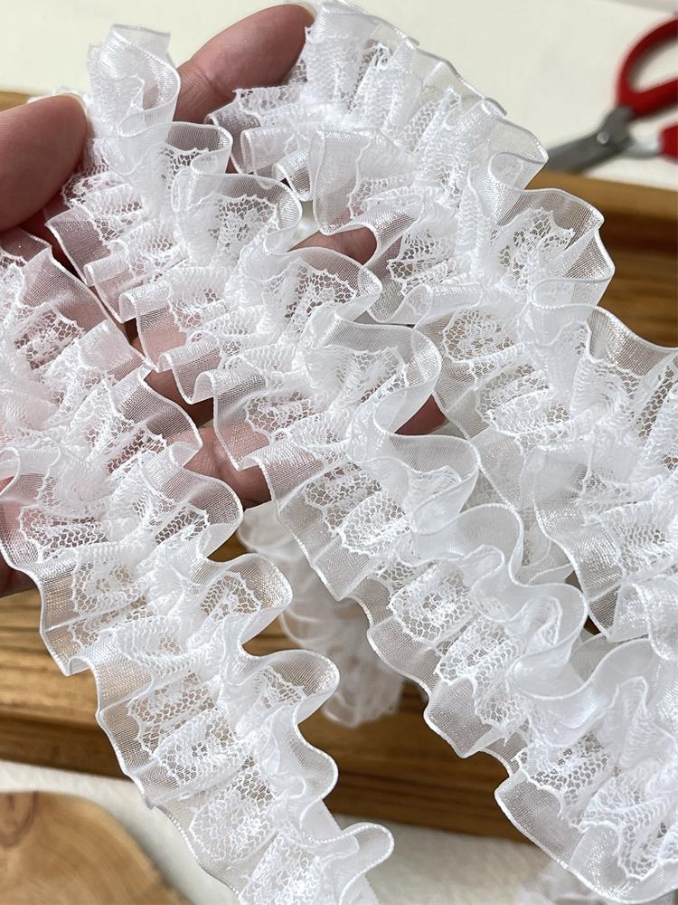 White Pleated Sewing Fabric For Handmade Material Clothing Needlework Accessories Dress Diy Crafts Supplies Lace Ribbon 2meters