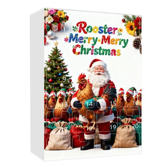 Рождественский куриный адвент-календарь 24-дневная коробка для обратного отсчета с легко открывающимися окошками многофункциональная