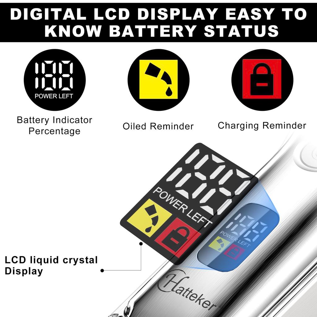 Машинка для стрижки волос с LСD-дисплеем профессиональная, 10 насадок