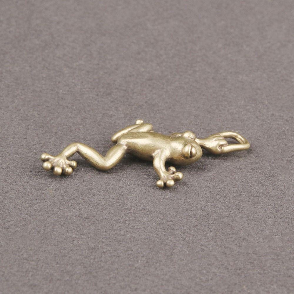 Solid Brass Simulation Insects Frog Tea Pet Retro Miniatures Figurines For Home Decor