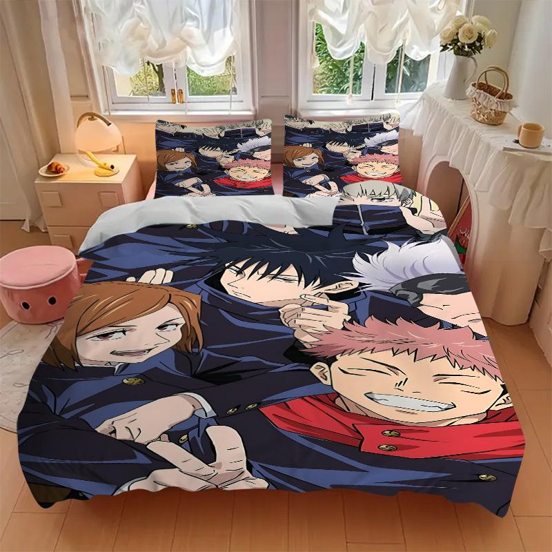 Jujutsu Kaisen Group Print 3Pcs Bedding Setduvet Cover With 2 Bedropillowcase Home Birthday Gift