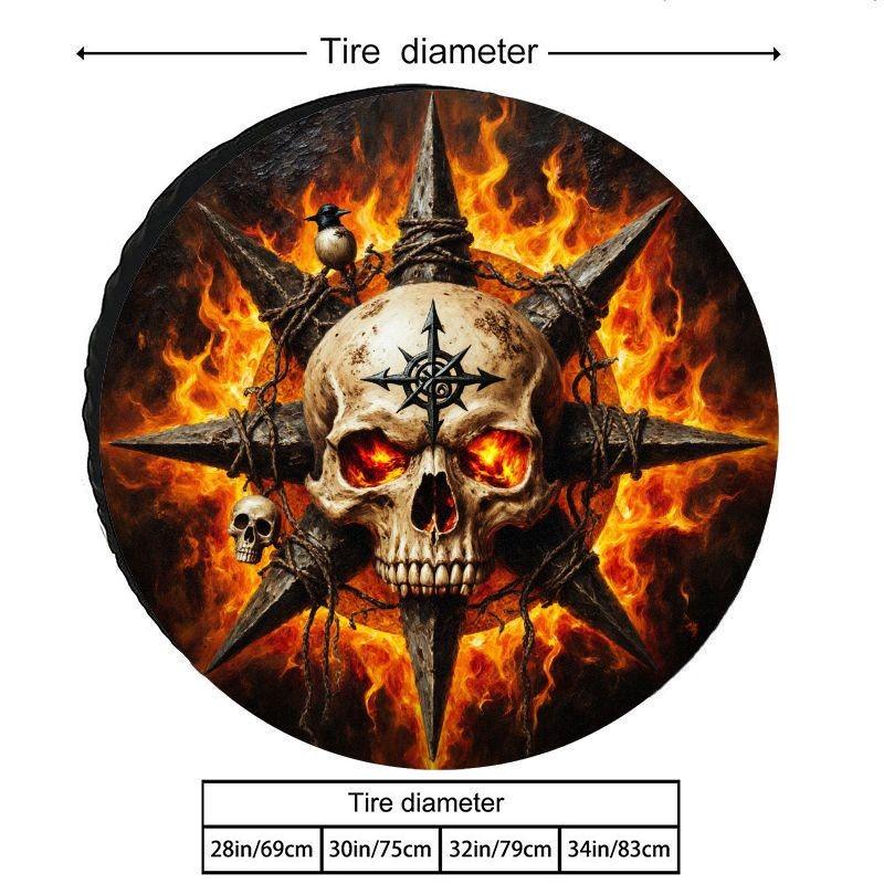 Dark Flame Skull Chaos Star Spare Tire Cover Durable Polyester Universal Protection Sleeve