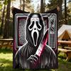 1 шт. Фланелевое покрывало с принтом Ghostface Scream для улицы - Легкое, мягкое, теплое, для всех сезонов, с HD-печатью, для дивана, кровати, путешествий, кемпинга 039