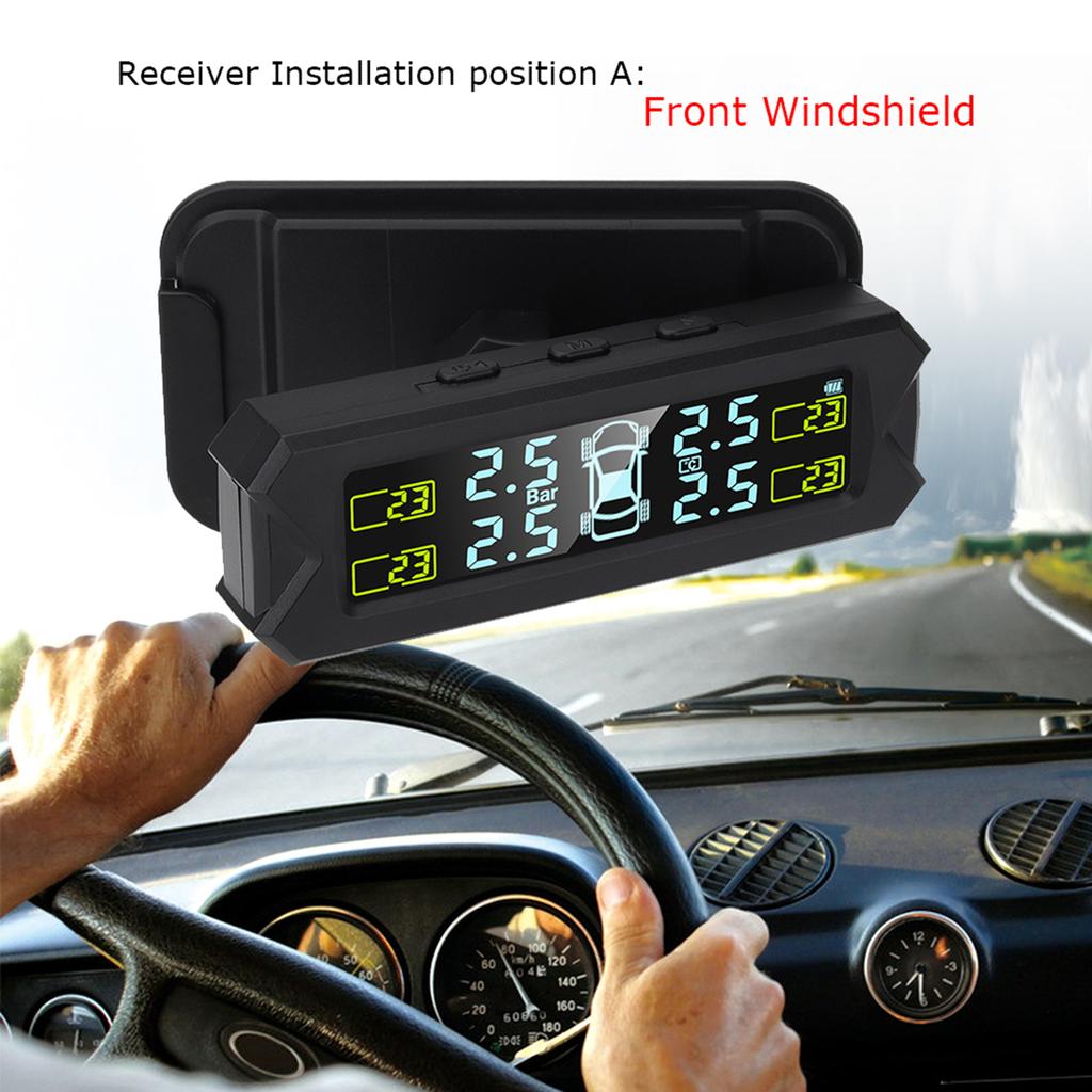Система контроля давления в шинах, беспроводная TPMS на солнечной энергии с 5 режимами сигнализации, ЖК-дисплей с автоматической подсветкой