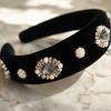Rhinestone Velvet Headband Wide Hairband Gift Vintage Hair Hoop  Daily