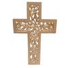 Wooden Jesus Christ Wall Cross: Hand Carved Antique Design Hanging Plaque For Home Altar Room Decor, Dull Gold