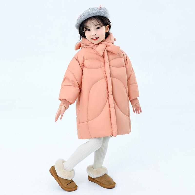 Пуховик для девочек средней длины, плюшевый и утолщенный, модное зимнее теплое пальто для маленьких девочек