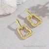 Греческие дизайнерские квадратные геометрические серьги из меди с покрытием из 18-каратного золота - Элегантная, уникальная ретро-мода для Европы и Америки.