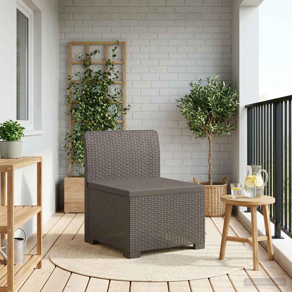 1 Seater Garden Sofa Rattan Look PP Light Gray