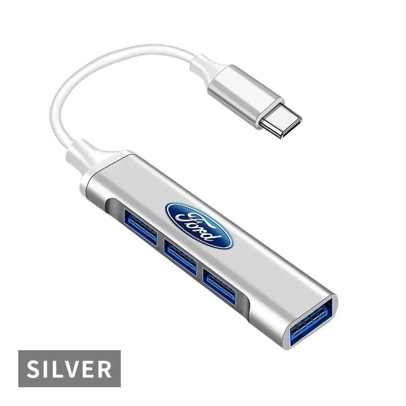 Новая автомобильная наклейка 2026 года Автомобильный USB-C хаб 4-в-1 Док-станция для ноутбука USB-разветвитель Преобразование мультиинтерфейсов Для Ford ST Line Focus 3 Mond