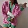 Hirsionsan весна осень лоскутные вязаные кардиганы женские новые однобортные винтажные корейские свитера женская модная верхняя одежда