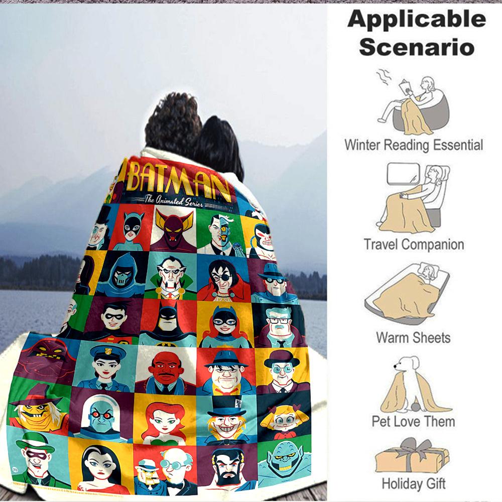1pc Batman Animated Characters Flannel Throw Blanket Lightweight Soft Warm All Season Blanket for Sofa, Bed, Travel,L1028104
