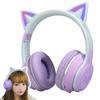 Беспроводные наушники-кошачьи ушки Фиолетовый Bluetooth Беспроводные со светодиодной подсветкой Милый сверкающий радужного цвета Микрофон Японская инструкция по эксплуатации в комплекте