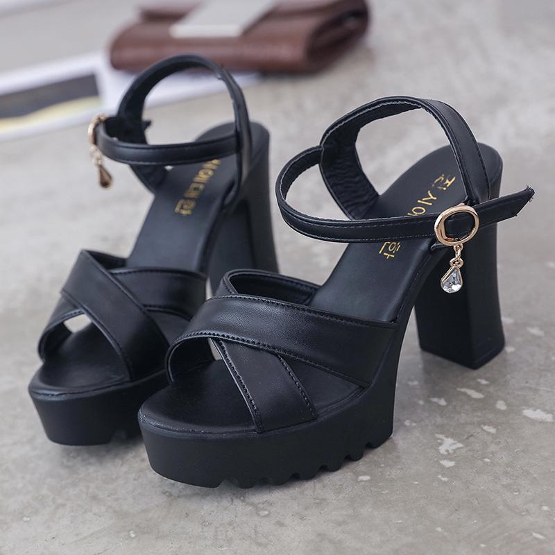 Модные белые босоножки женские Модные элегантные босоножки на высоком каблуке с застежкой «рыбий рот» и танкеткой на платформе женские Классические босоножки на толстом каблуке с пряжкой на щиколотке