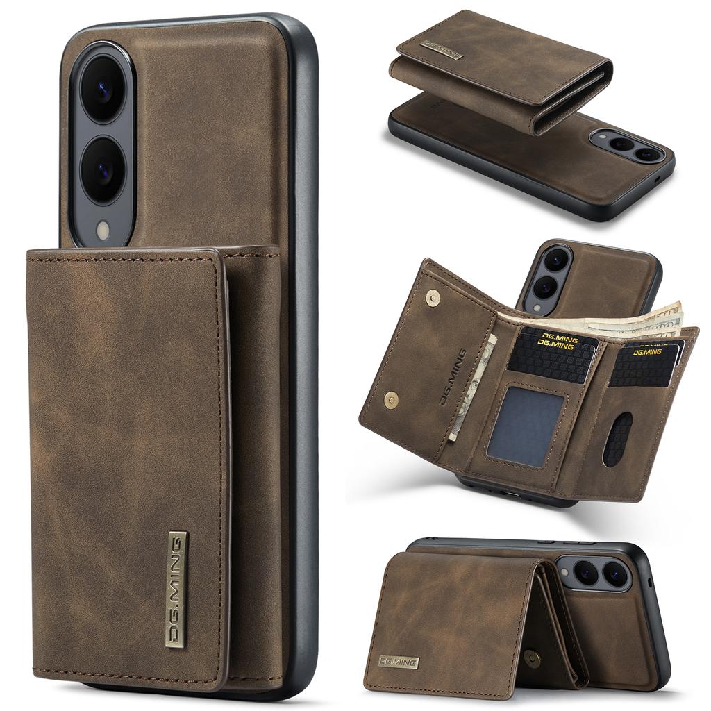 DG.MING M1 Series for Samsung Galaxy S25 Edge Case Kickstand PU Phone Cover with Detachable Wallet