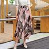 Womens Plain Knee Length Soft Stretch Flared Printed Skater Midi Skirt