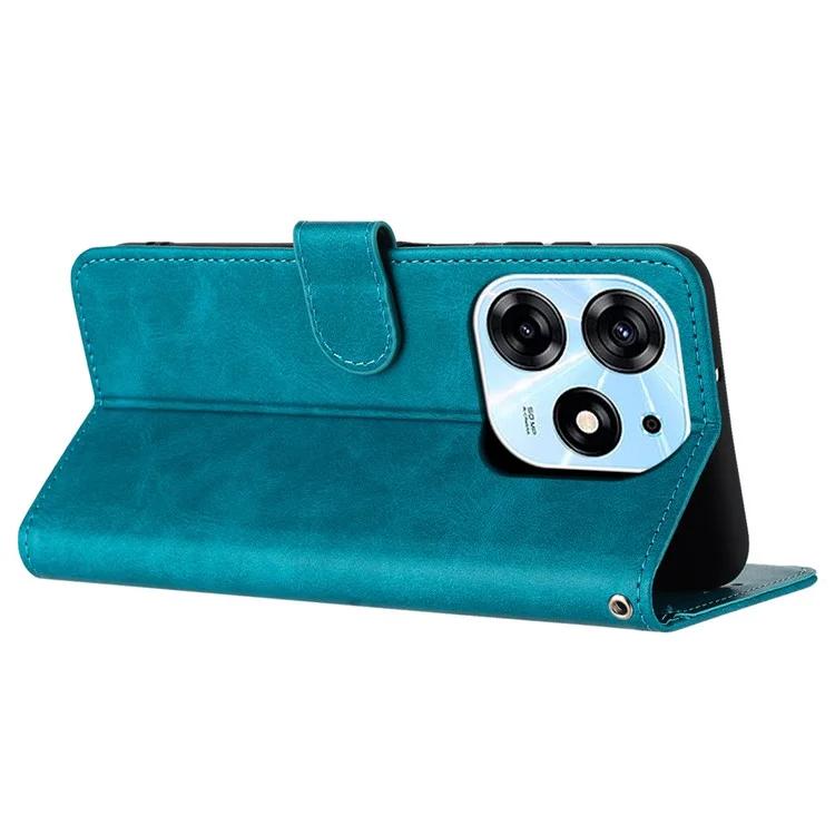 Для TECNO Spark 10 Pro Чехол TPU+PU кожаный защитный чехол для мобильного телефона с ремешком - зеленый