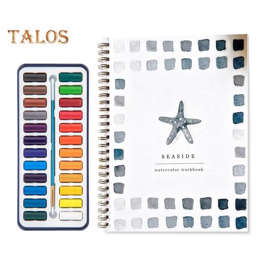 Рабочая тетрадь по акварели 24 цвета Набор для акварельной живописи с кисточками Раскраска по воде в спиральном переплете Художественное ремесло Подарки для начинающих